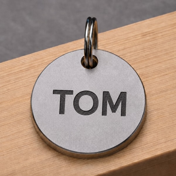 Custom titanium pet tag A side